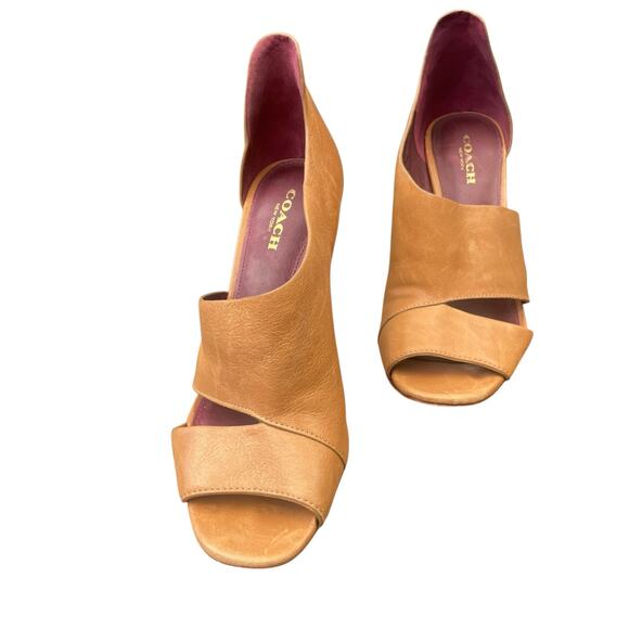 Coach Nude Leather Cutout Open Toe Heels Size 5.5B – Classic Stiletto Pumps - Picture 16 of 16